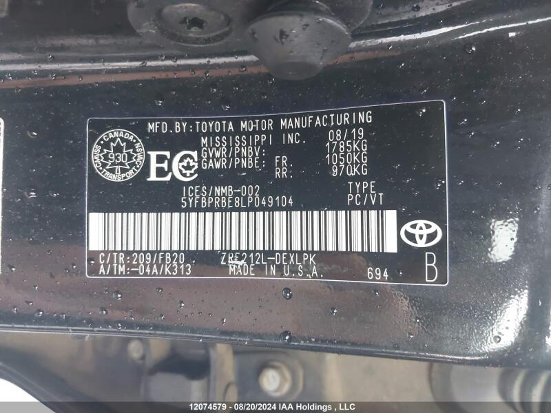 2020 TOYOTA COROLLA LE - 5YFBPRBE8LP049104 | SeoVin.biz