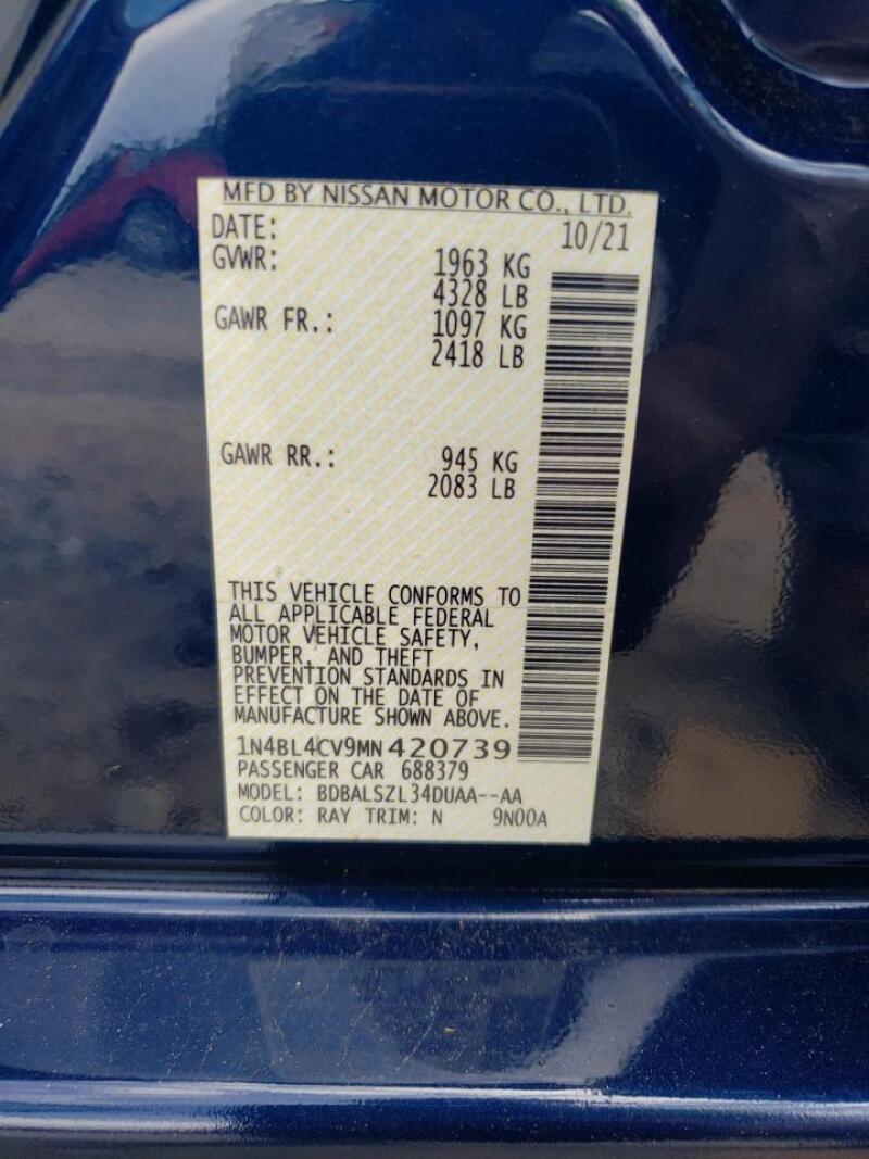 2021 NISSAN ALTIMA SR - 1N4BL4CV9MN420739 | SeoVin.biz