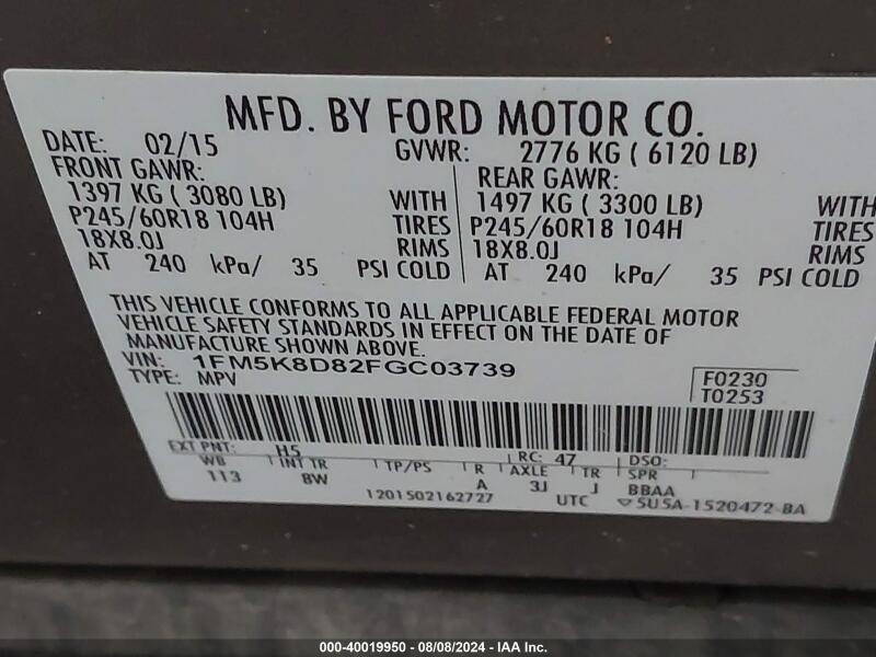 2015 FORD EXPLORER XLT - 1FM5K8D82FGC03739 | SeoVin.biz
