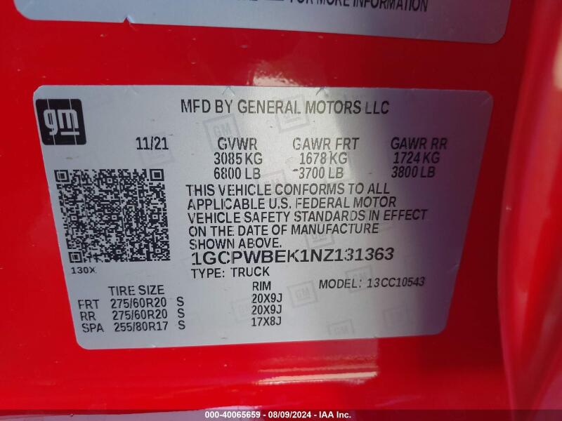 2022 CHEVROLET SILVERADO LTD C1500 CUSTOM - 1GCPWBEK1NZ131363 | SeoVin.biz