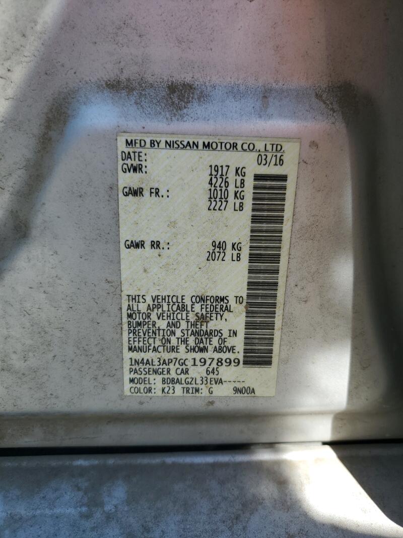 2016 NISSAN ALTIMA 2.5 - 1N4AL3AP7GC197899 | SeoVin.biz