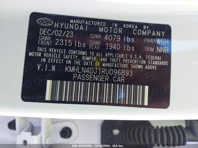 2024 HYUNDAI ELANTRA HYBRID LIMITED - KMHLN4DJ1RU096893 | SeoVin.biz