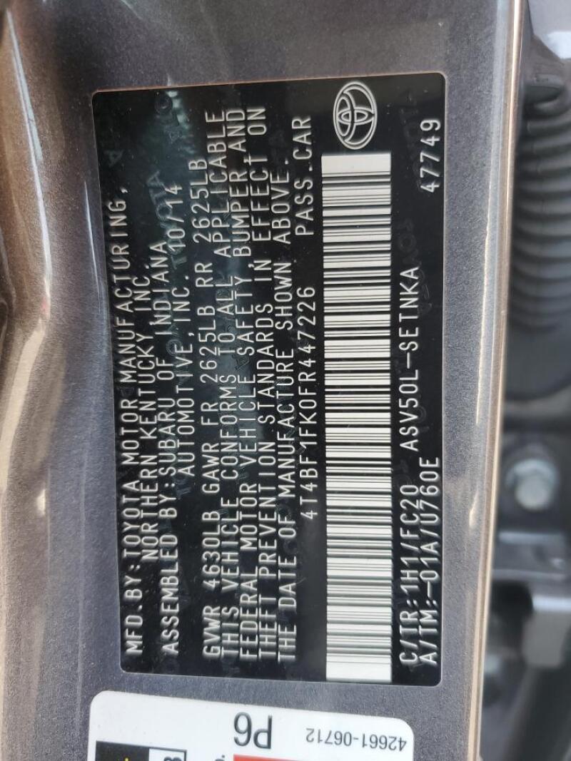 2015 TOYOTA CAMRY LE - 4T4BF1FK0FR447226 | SeoVin.biz