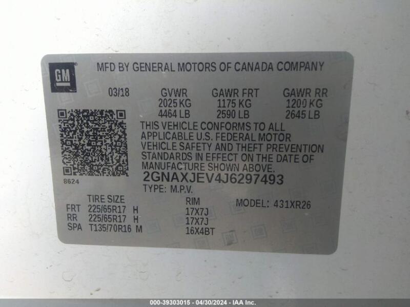 2018 CHEVROLET EQUINOX LT - 2GNAXJEV4J6297493 | SeoVin.biz