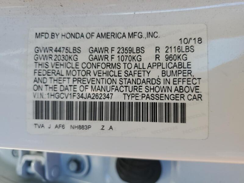 2018 HONDA ACCORD SPORT - 1HGCV1F34JA262347 | SeoVin.biz
