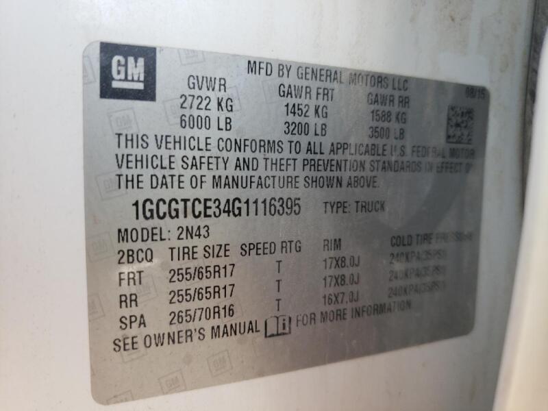 2016 CHEVROLET COLORADO LT - 1GCGTCE34G1116395 | SeoVin.biz