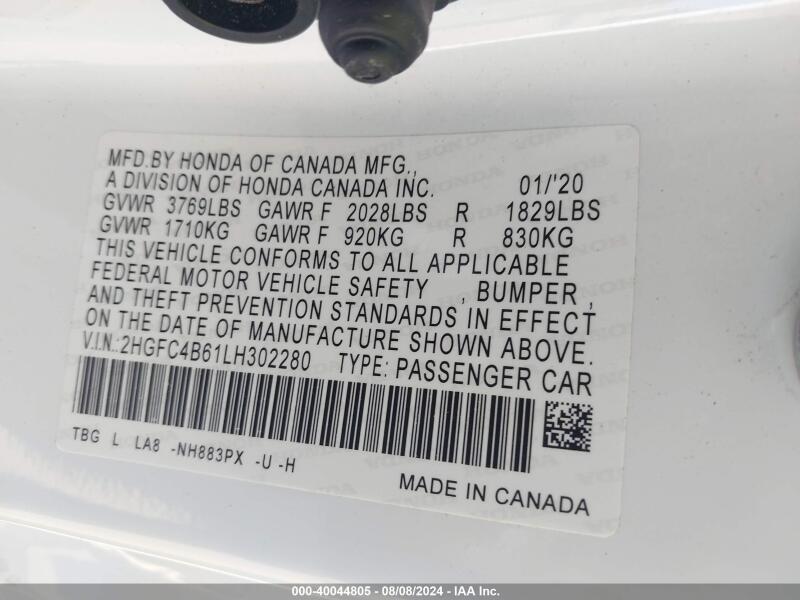 2020 HONDA CIVIC LX - 2HGFC4B61LH302280 | SeoVin.biz