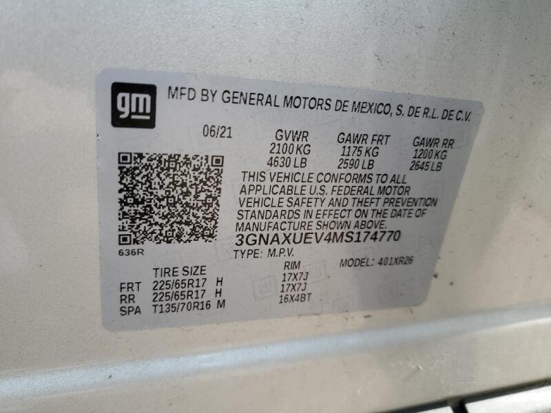 2021 CHEVROLET EQUINOX LT - 3GNAXUEV4MS174770 | SeoVin.biz