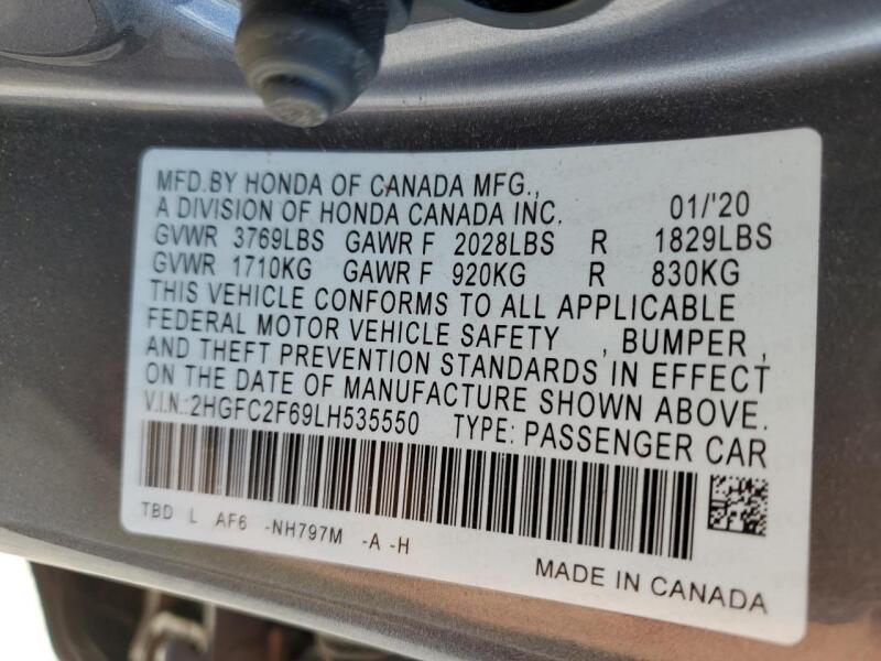 2020 HONDA CIVIC LX - 2HGFC2F69LH535550 | SeoVin.biz