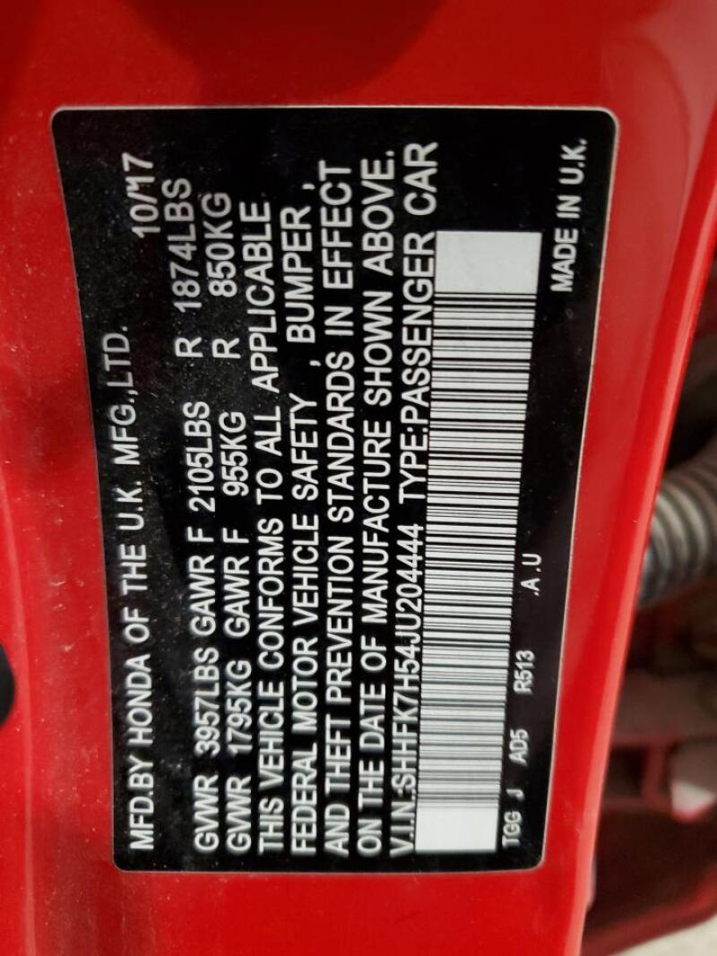 2018 HONDA CIVIC EX - SHHFK7H54JU204444 | SeoVin.biz