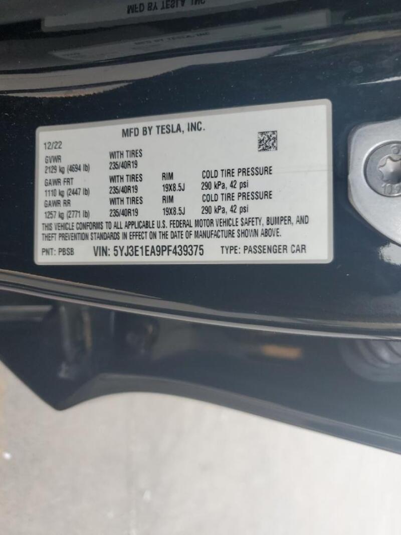 2023 TESLA MODEL 3 - 5YJ3E1EA9PF439375 | SeoVin.biz