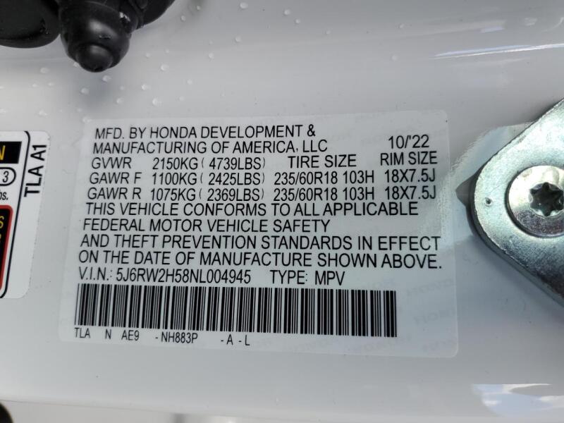 2022 HONDA CR-V EX - 5J6RW2H58NL004945 | SeoVin.biz