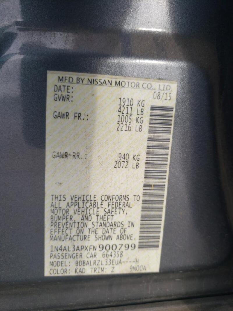 2015 NISSAN ALTIMA 2.5 - 1N4AL3APXFN900799 | SeoVin.biz