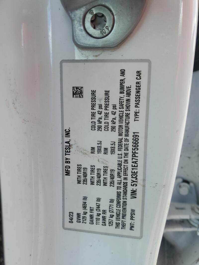 2023 TESLA MODEL 3 - 5YJ3E1EA7PF566691 | SeoVin.biz