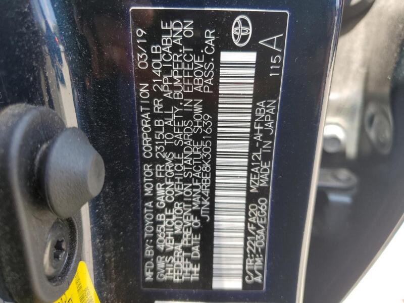 2019 TOYOTA COROLLA SE - JTNK4RBE8K3051639 | SeoVin.biz