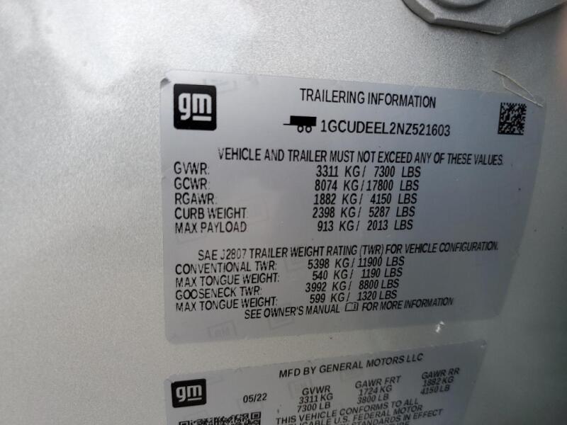 2022 CHEVROLET SILVERADO K1500 RST - 1GCUDEEL2NZ521603 | SeoVin.biz