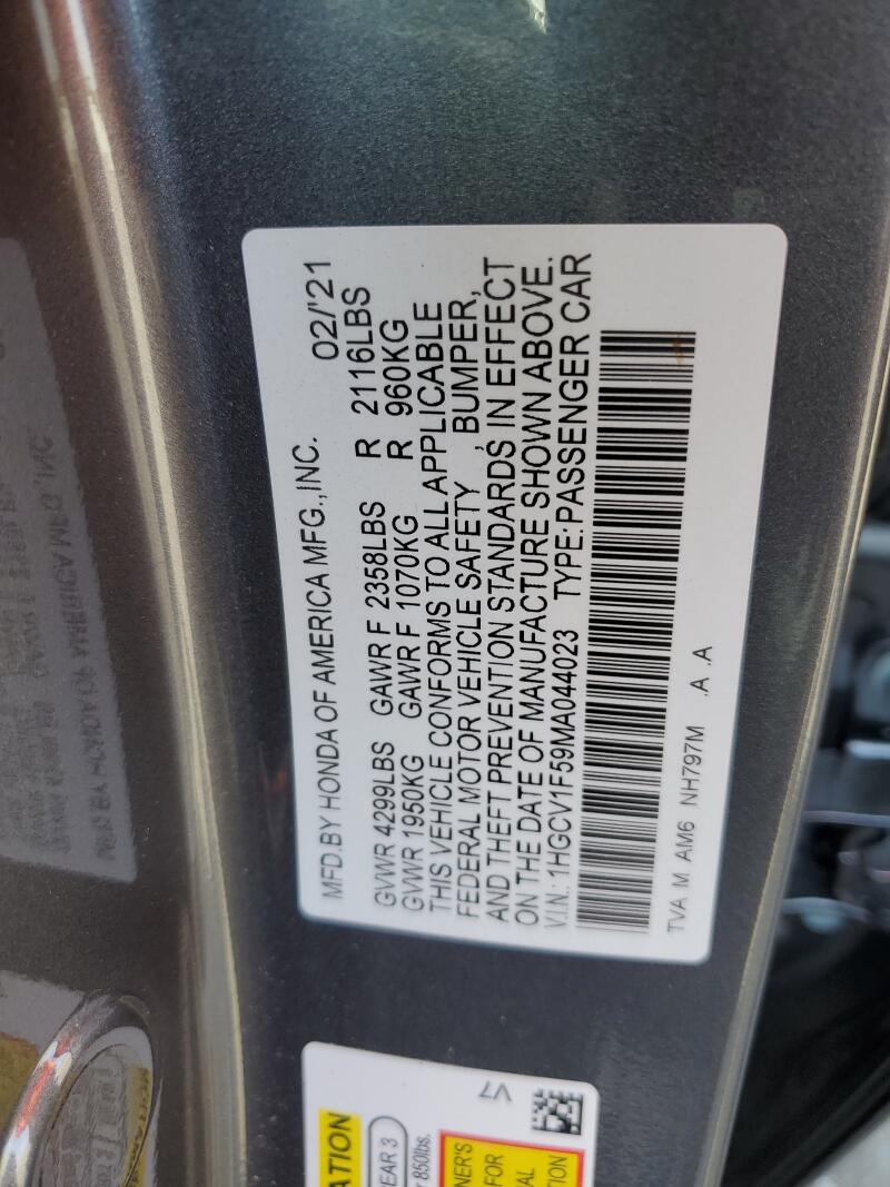 2021 HONDA ACCORD EXL - 1HGCV1F59MA044023 | SeoVin.biz