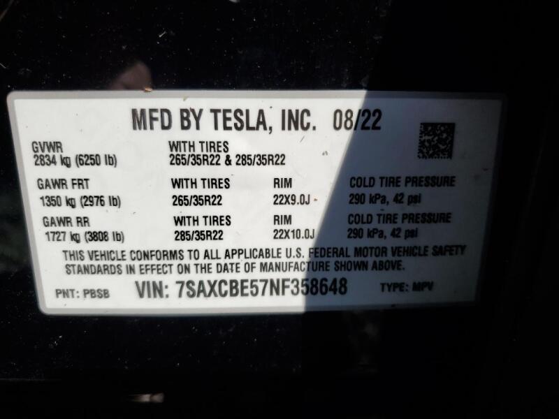 2022 TESLA MODEL X - 7SAXCBE57NF358648 | SeoVin.biz