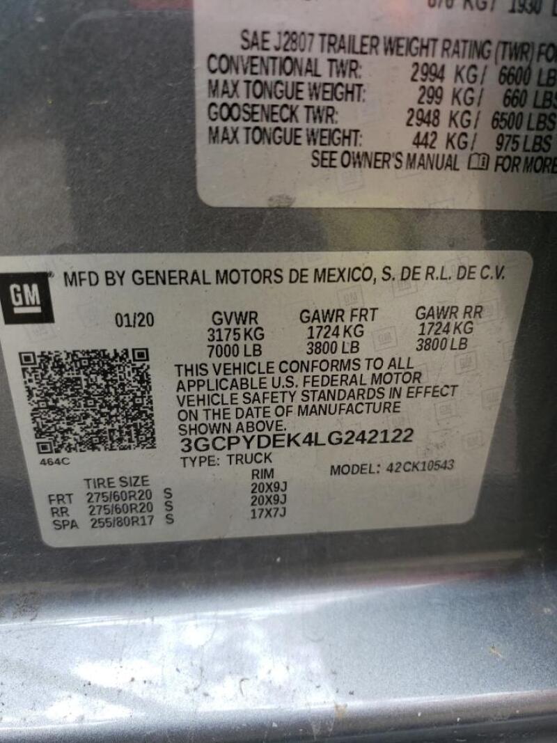 2020 CHEVROLET SILVERADO K1500 LT - 3GCPYDEK4LG242122 | SeoVin.biz