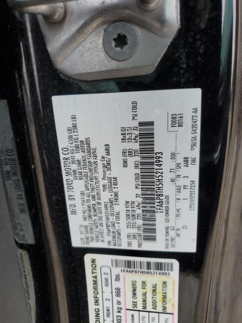 2017 FORD MUSTANG - 1FA6P8TH5H5214993 | SeoVin.biz