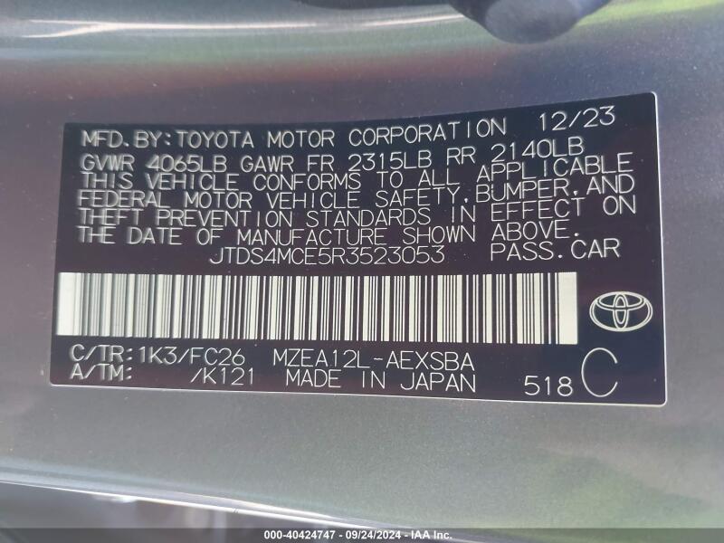 2024 TOYOTA COROLLA SE - JTDS4MCE5R3523053 | SeoVin.biz