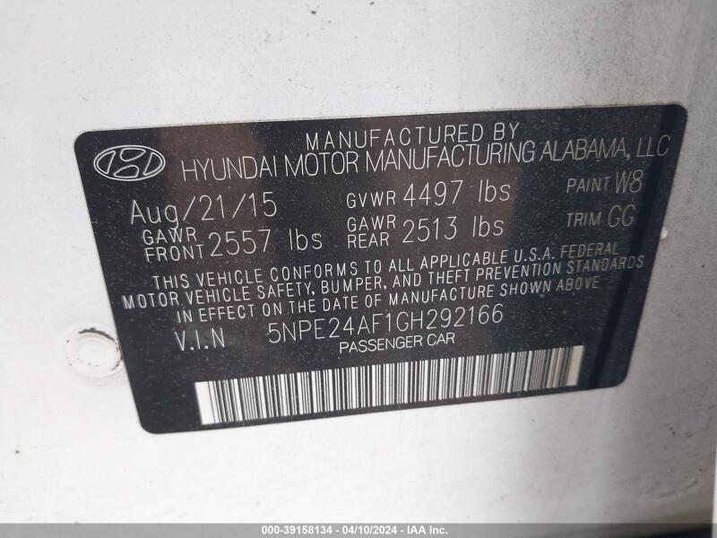 2016 HYUNDAI SONATA SE - 5NPE24AF1GH292166 | SeoVin.biz