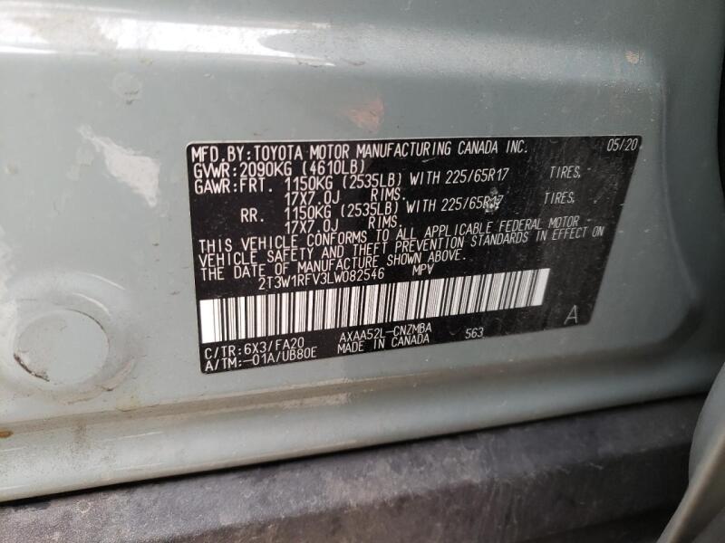 2020 TOYOTA RAV4 XLE - 2T3W1RFV3LW082546 | SeoVin.biz