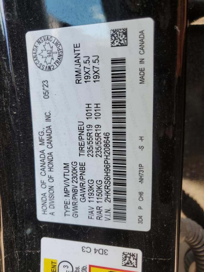 2023 HONDA CR-V SPORT TOURING - 2HKRS6H96PH208646 | SeoVin.biz