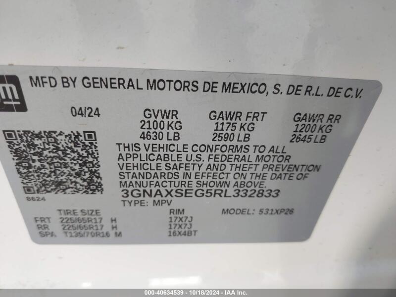 2024 CHEVROLET EQUINOX AWD LS - 3GNAXSEG5RL332833 | SeoVin.biz