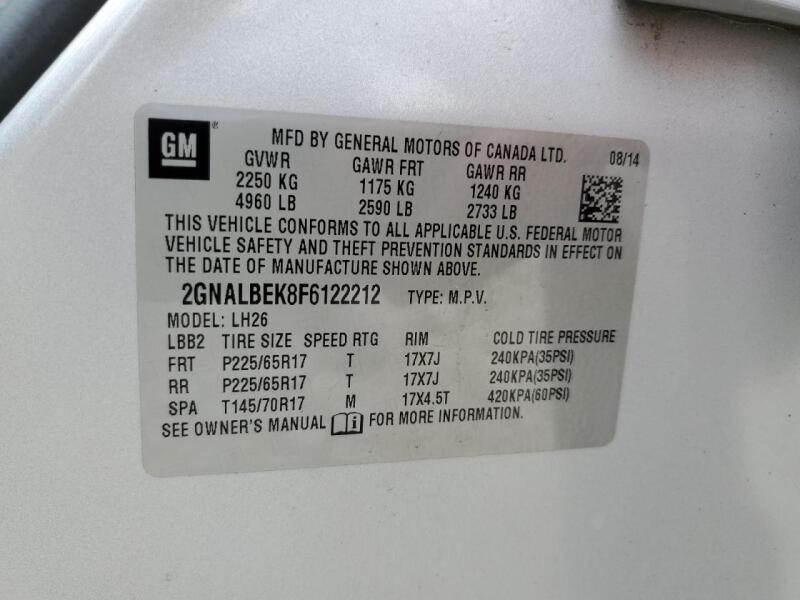 2015 CHEVROLET EQUINOX LT - 2GNALBEK8F6122212 | SeoVin.biz
