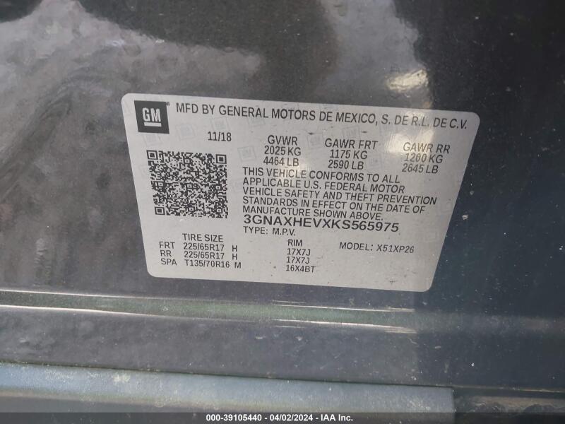 2019 CHEVROLET EQUINOX LS - 3GNAXHEVXKS565975 | SeoVin.biz