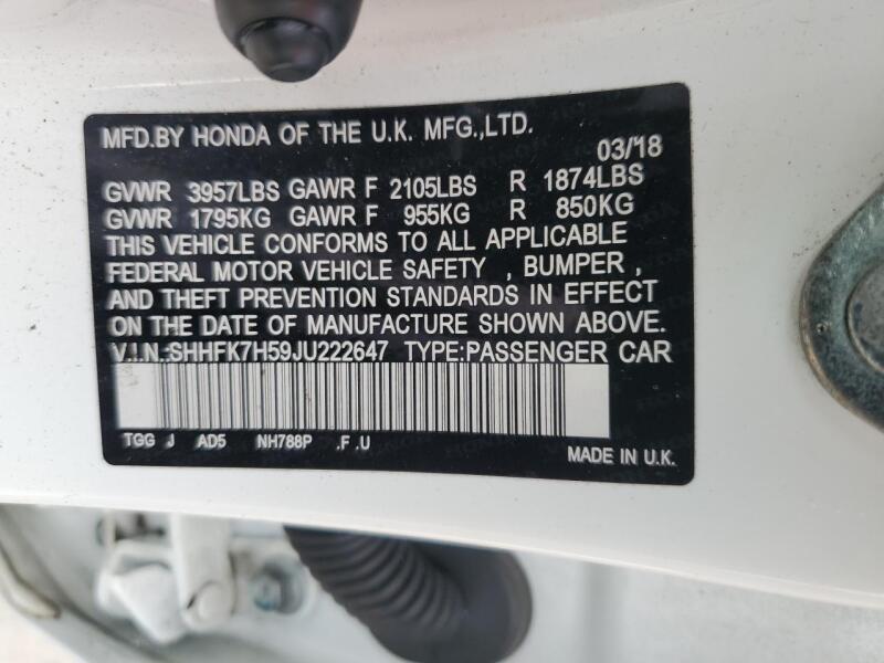 2018 HONDA CIVIC EX - SHHFK7H59JU222647 | SeoVin.biz