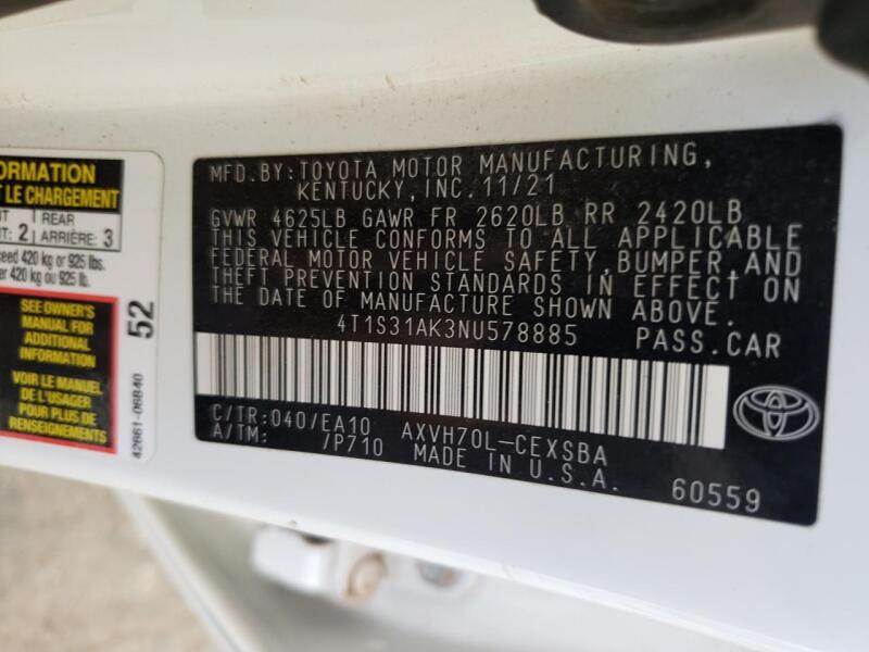 2022 TOYOTA CAMRY NIGHT SHADE - 4T1S31AK3NU578885 | SeoVin.biz