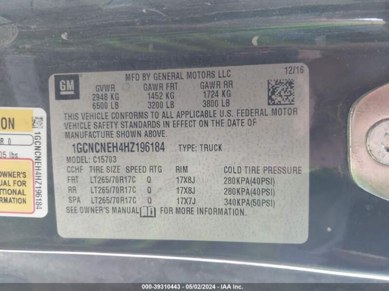 2017 CHEVROLET SILVERADO 1500 WT - 1GCNCNEH4HZ196184 | SeoVin.biz