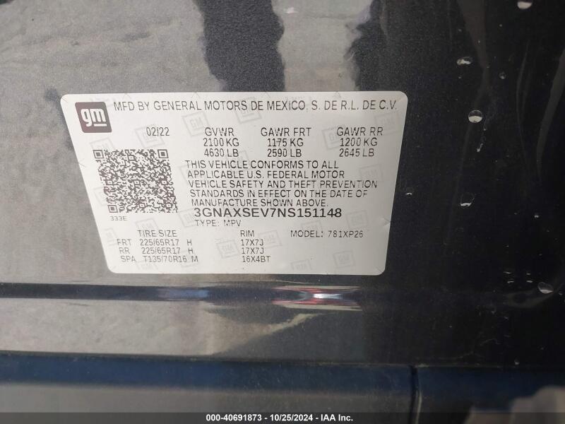 2022 CHEVROLET EQUINOX AWD LS - 3GNAXSEV7NS151148 | SeoVin.biz