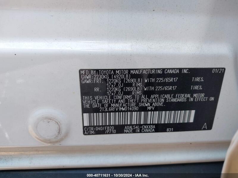 2021 TOYOTA RAV4 HYBRID LE - 2T3L6RFV1MW014090 | SeoVin.biz