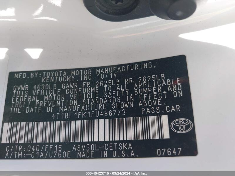 2015 TOYOTA CAMRY SE - 4T1BF1FK1FU486773 | SeoVin.biz
