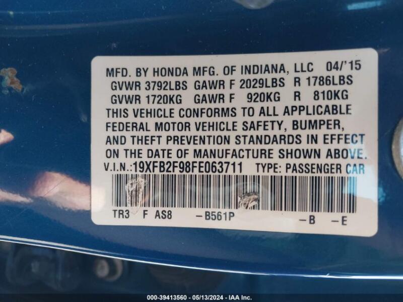 2015 HONDA CIVIC EX-L - 19XFB2F98FE063711 | SeoVin.biz