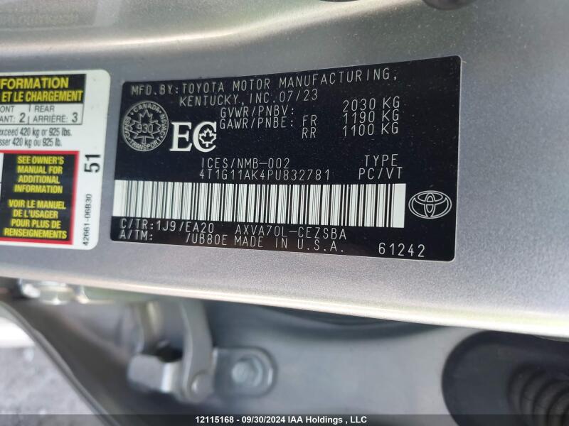 2023 TOYOTA CAMRY SE NIGHT SHADE/SE - 4T1G11AK4PU832781 | SeoVin.biz