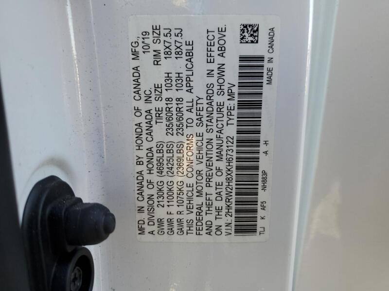 2019 HONDA CR-V EXL - 2HKRW2H8XKH673122 | SeoVin.biz