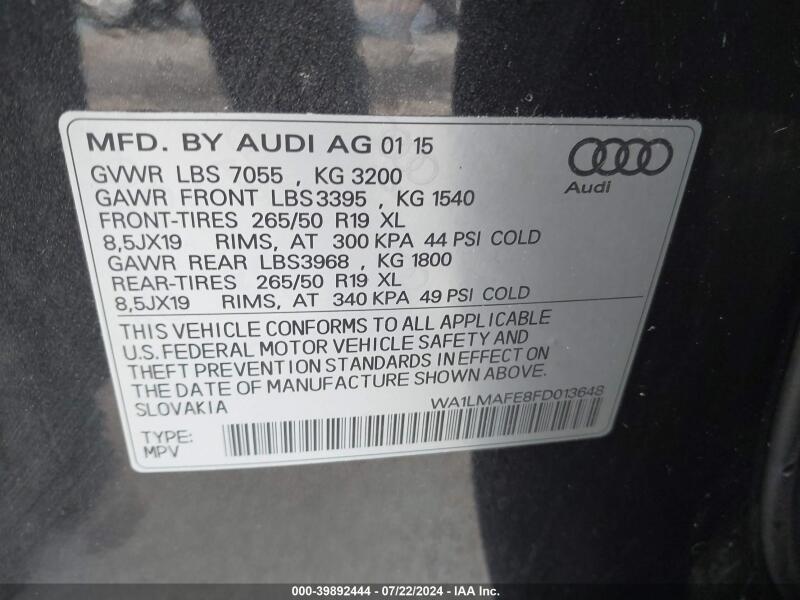 2015 AUDI Q7 3.0 TDI PREMIUM - WA1LMAFE8FD013648 | SeoVin.biz