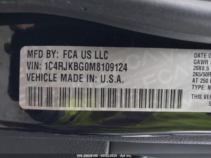 2021 JEEP GRAND CHEROKEE L LIMITED 4X4 - 1C4RJKBG0M8109124 | SeoVin.biz