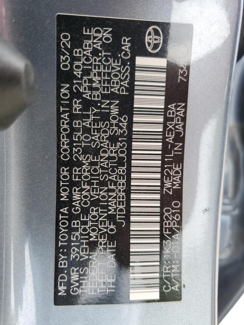 2020 TOYOTA COROLLA LE - JTDEBRBE8LJ031346 | SeoVin.biz