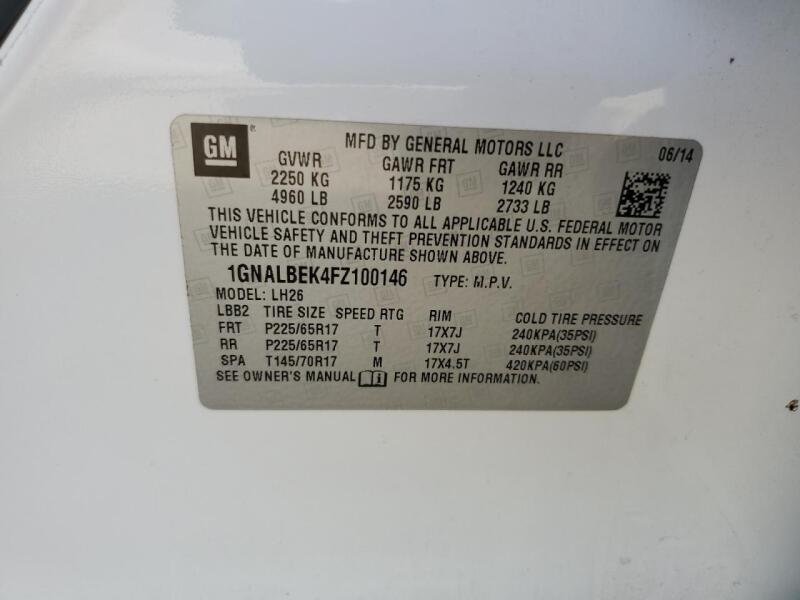 2015 CHEVROLET EQUINOX LT - 1GNALBEK4FZ100146 | SeoVin.biz