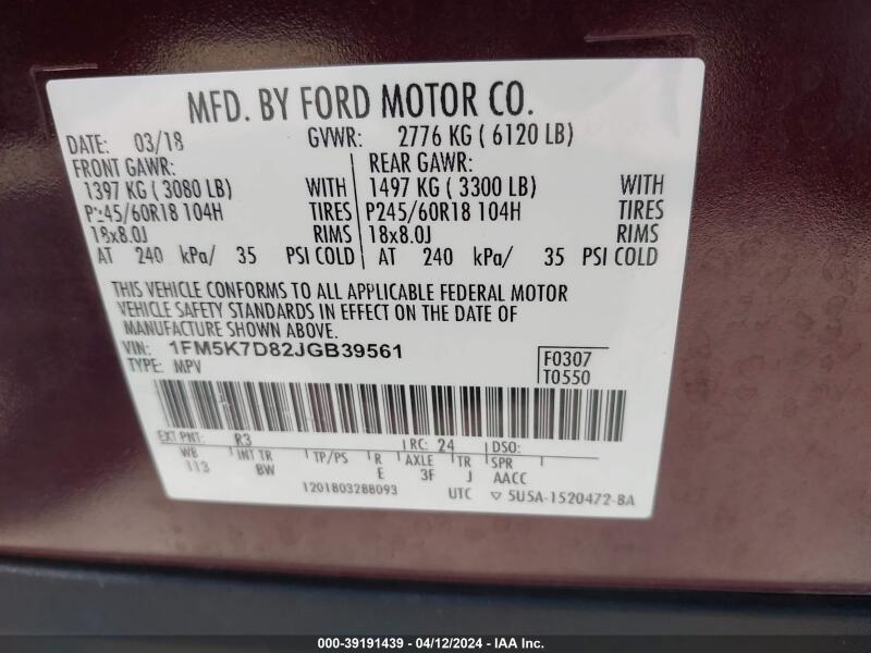 2018 FORD EXPLORER XLT - 1FM5K7D82JGB39561 | SeoVin.biz