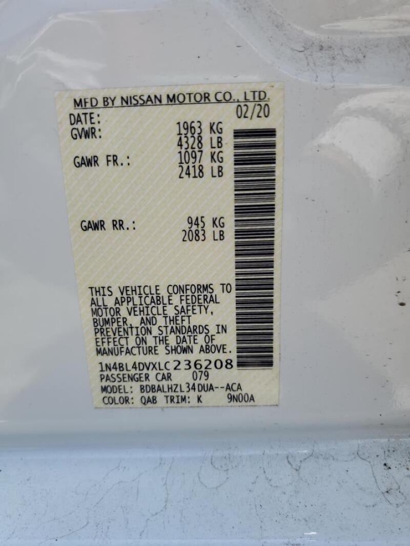 2020 NISSAN ALTIMA SV - 1N4BL4DVXLC236208 | SeoVin.biz