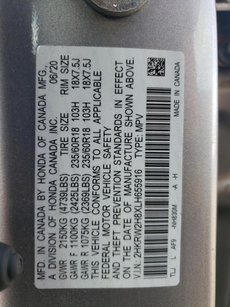 2020 HONDA CR-V EXL - 2HKRW2H8XLH655916 | SeoVin.biz