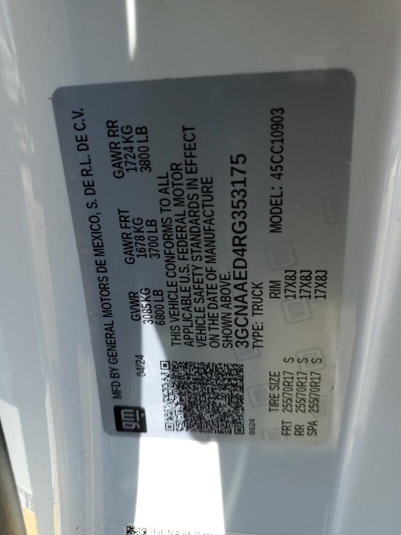 2024 CHEVROLET SILVERADO C1500 - 3GCNAAED4RG353175 | SeoVin.biz