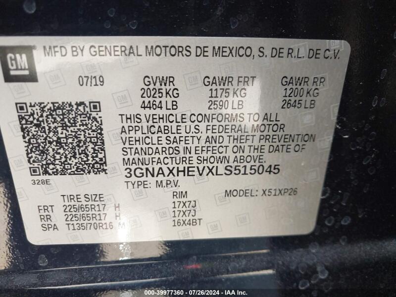 2020 CHEVROLET EQUINOX FWD LS - 3GNAXHEVXLS515045 | SeoVin.biz