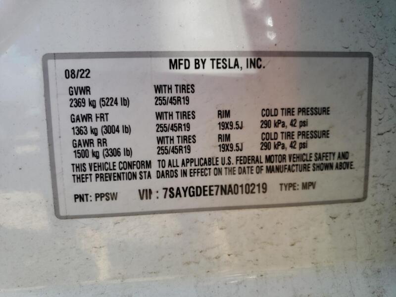 2022 TESLA MODEL Y - 7SAYGDEE7NA010219 | SeoVin.biz